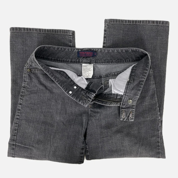 Tribal Cropped Jeans Pants Size 10 Stretch Gray Denim - Picture 6 of 10